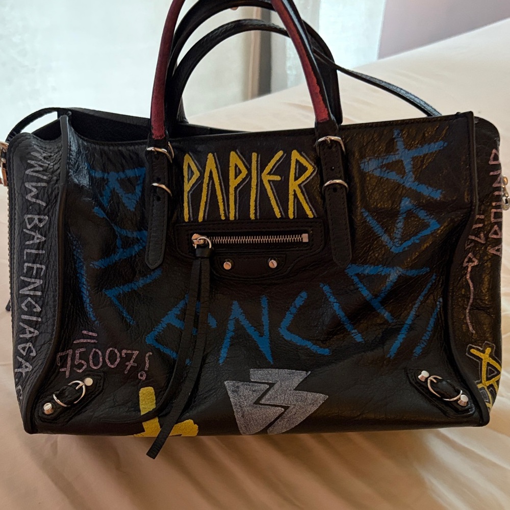 Balenciaga Black City Graffiti Tote